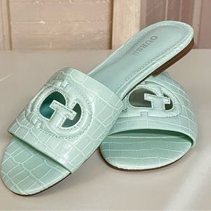Guess Women’s Tashia Sandal. Light Blue/Green. Size 7. NWT. Women’s Slides.